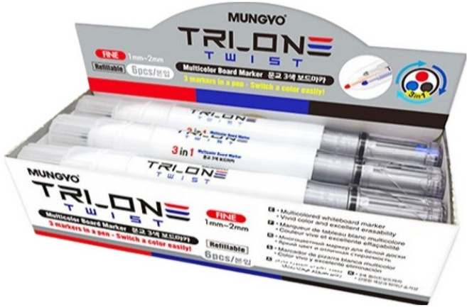 문교 트리원 3색 보드마카 6개입, 블랙, 블루, 레드, 1개