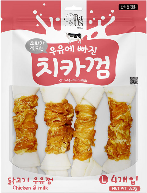 펫어스 강아지 치카껌 간식, 320g, 1개, 혼합맛(닭고기/우유)