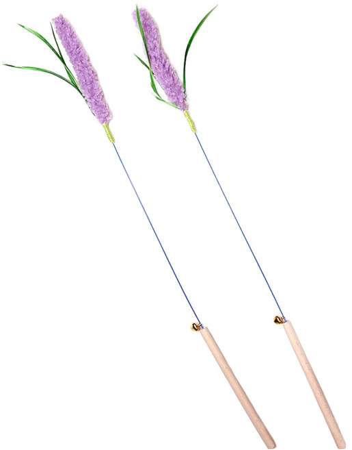 둥둥펫 고양이 장난감 롱롱 라벤더 우다다 낚시대, 혼합색상, 2개