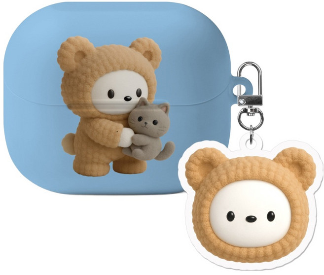 아이무이 갤럭시 버즈3 / 버즈3 프로 하드 케이스 + 아크릴 키링 세트, 베어포소미, 1세트