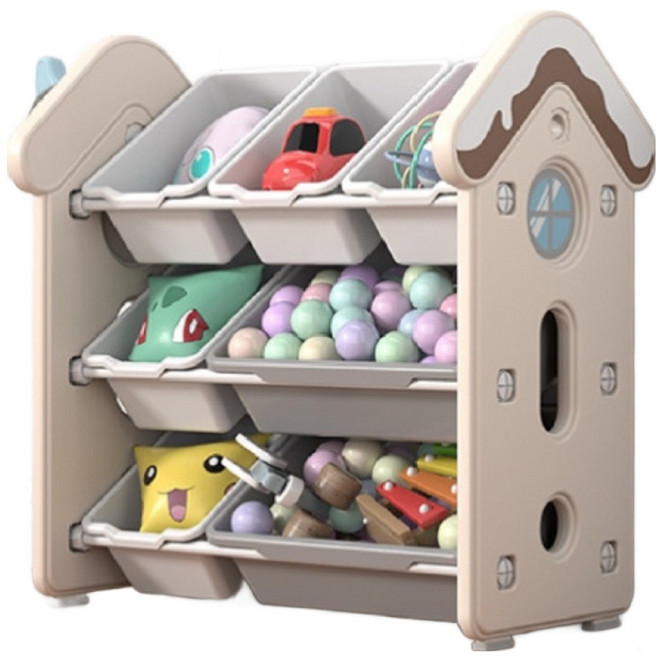 lilikoko 哩哩摳摳 玩具收納櫃 房子7盒 附止滑墊, 白色, 1組