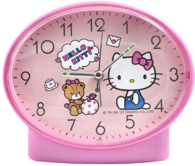Sanrio 三麗鷗 HELLO KITTY 粉漾橢圓靜音貪睡鬧鐘 JM-6322KT-B, 粉色