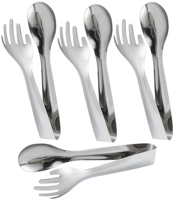 YOL 스테인레스 포크 스푼 집게, 실버, 4개