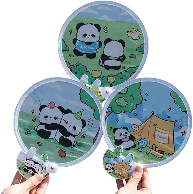 팬더 포켓 선풍기 접이식 부채 세트, 랜덤발송, 3개