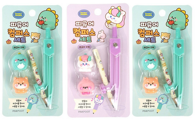 핑크풋 피규어 컴퍼스 2종 + 랜덤발송 세트, 1세트