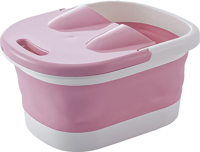 小麥購物 折疊泡腳桶 L718, 有蓋款 粉色, 1個