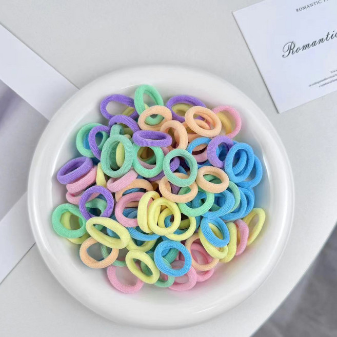 수스다 무매듭 고무줄 도넛링 컬러풀 머리끈 100p