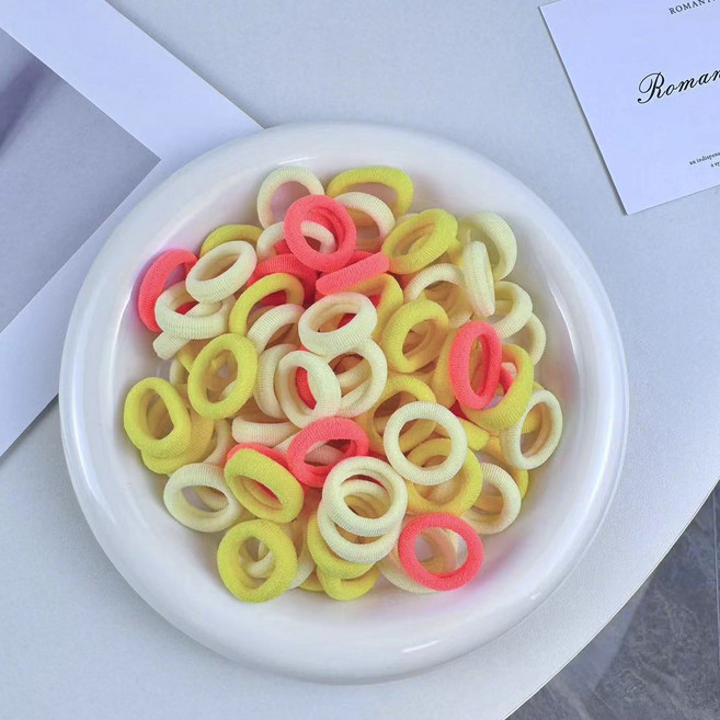 수스다 무매듭 고무줄 도넛링 컬러풀 머리끈 100p