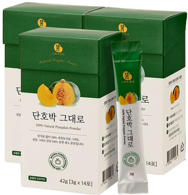 말린 100% 단호박 분말스틱, 42g, 3개