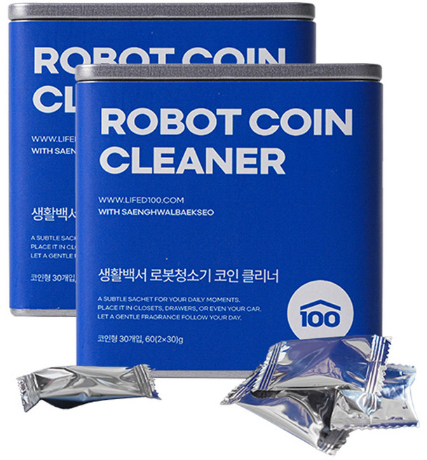 생활백서 로봇청소기 코인 클리너 발포 고체 세제, 2개, 60g