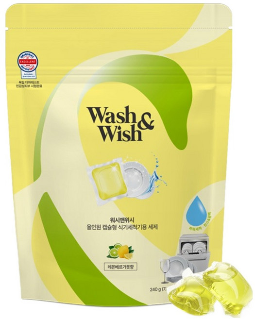 워시앤위시 올인원 캡슐형 식기세척기용 세제 32p, 240g, 1개