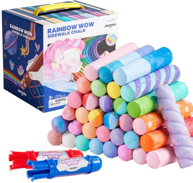 캐스비 호안미로 도로위 레인보우 점보 분필 36색 + 분필 홀더 2p 세트, 혼합색상, 1세트