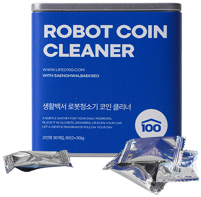 생활백서 로봇청소기 코인 클리너 발포 고체 세제, 1개, 60g