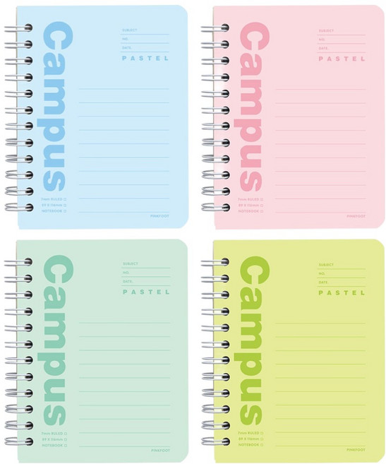 핑크풋 파스텔 캠퍼스 합지수첩 80매 4종 세트, Blue + Green + Mint + Pink, 1세트