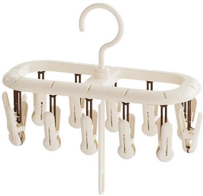 한봄누리 빨래집게 건조걸이 양말 건조대, 크림