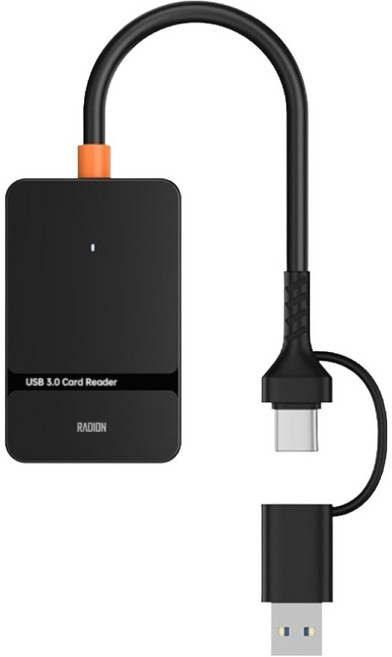 라온디지털 라디온 6in2 USB 3.0 Type-C USB-A SD TF 메모리스틱듀오 CF카드 멀티 카드리더기 허브, 블랙, 1개, RUH-420CA