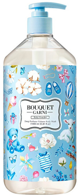 부케가르니 딥 퍼퓸 볼륨 바디워시 베이비파우더향, 1L, 1개