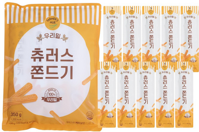 파머스휴 우리밀 100% 츄러스 쫀드기 10p, 1개, 350g