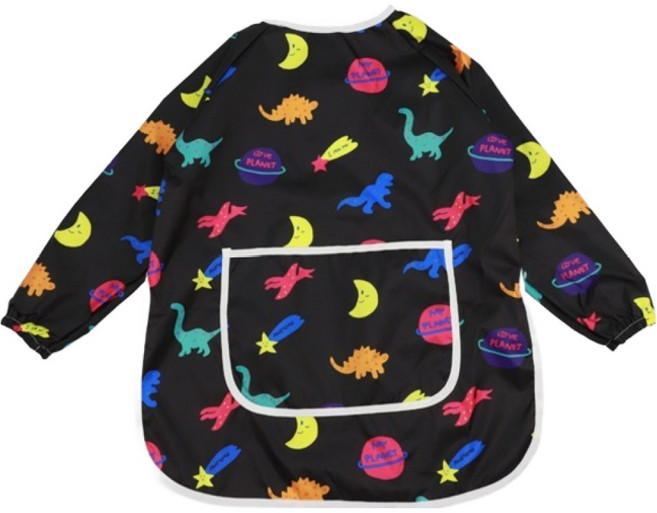 BEBE CHOUETTE 幼兒圖案長袖美術罩衣, 霓虹恐龍