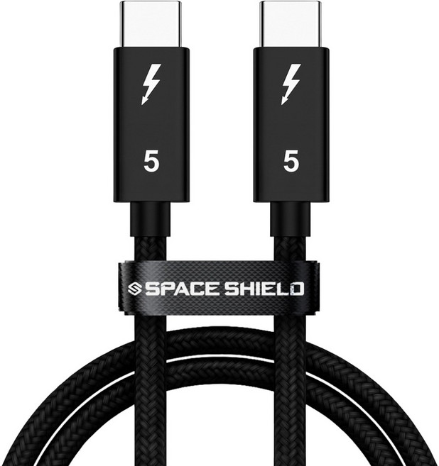 SPACE SHIELD LUMINO Thunderbolt 5 1240W PD3.1 USB4 16K 80Gbps 超高速充電數據傳輸線, 黑色, 1個, 1m