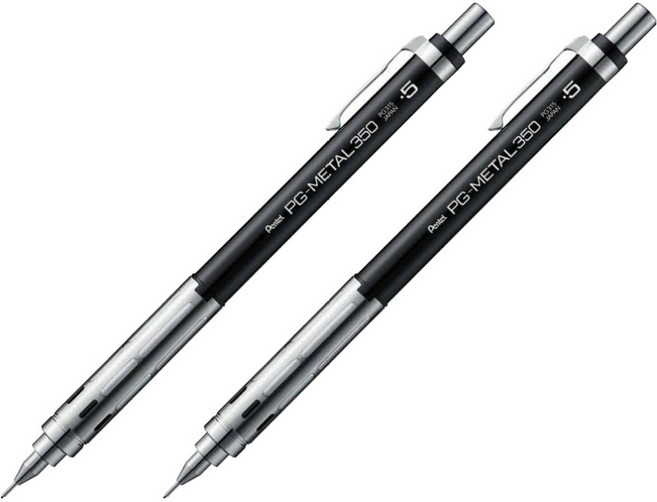 펜텔 PG-METAL 350 샤프 블랙, 2개, 0.5mm