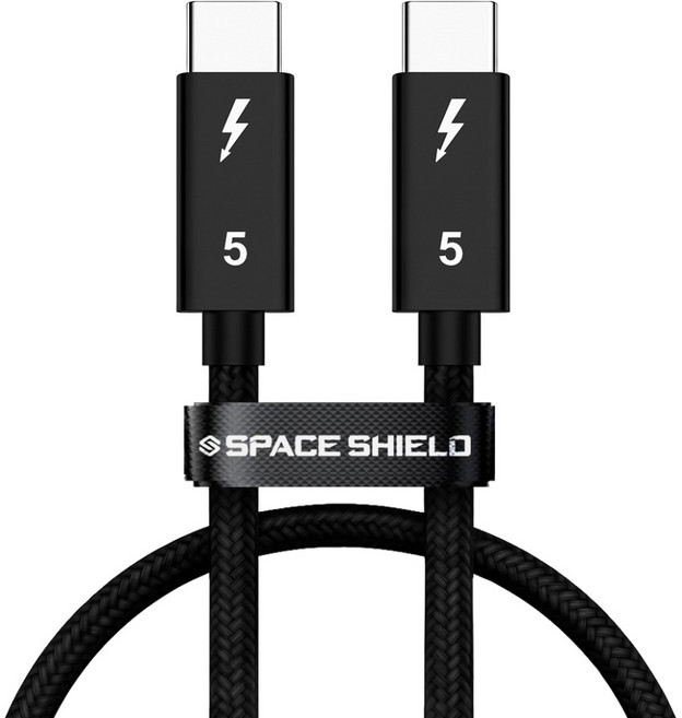 SPACE SHIELD LUMINO Thunderbolt 5 1240W PD3.1 USB4 16K 80Gbps 超高速充電數據傳輸線, 黑色, 1個, 0.5m