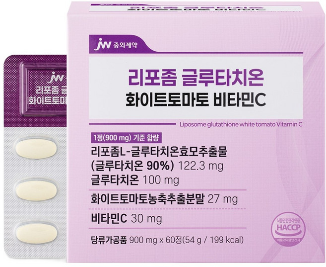 JW중외제약 리포좀 글루타치온 화이트토마토 비타민C 54g, 1개, 60정