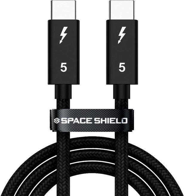 SPACE SHIELD LUMINO Thunderbolt 5 1240W PD3.1 USB4 16K 80Gbps 超高速充電數據傳輸線, 黑色, 1個, 2m