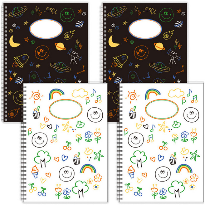 비팬시 비키즈 초등 스마일 무선종합장 연습장노트, 혼합색상, 4개