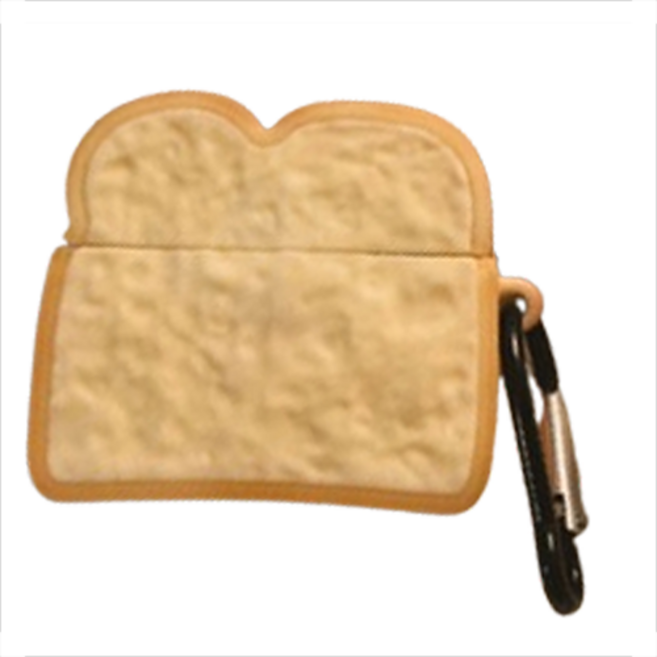 거친언니 귀여운 캐릭터 패턴 실리콘 커버 에어팟 케이스, 브라운 빵 + 고리 Airpods pro/pro2, 1개