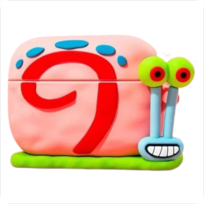 거친언니 귀여운 캐릭터 패턴 실리콘 커버 에어팟 케이스, 핑크 달팽이 + 고리 Airpods pro/pro2, 1개