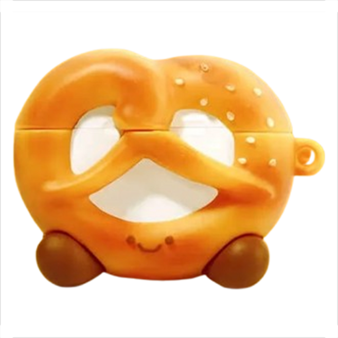 거친언니 귀여운 캐릭터 패턴 실리콘 커버 에어팟 케이스, 브라운 쿠키 + 고리 Airpods pro/pro2, 1개