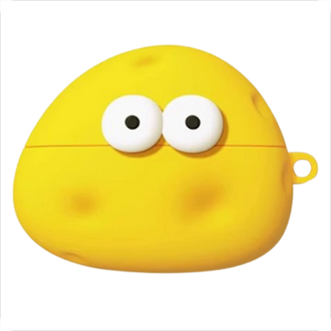 거친언니 귀여운 캐릭터 패턴 실리콘 커버 에어팟 케이스, 옐로우 치즈 + 고리 airpods4, 1개