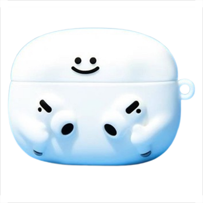 거친언니 귀여운 캐릭터 패턴 실리콘 커버 에어팟 케이스, 화이트 꼬마 airpods4, 1개