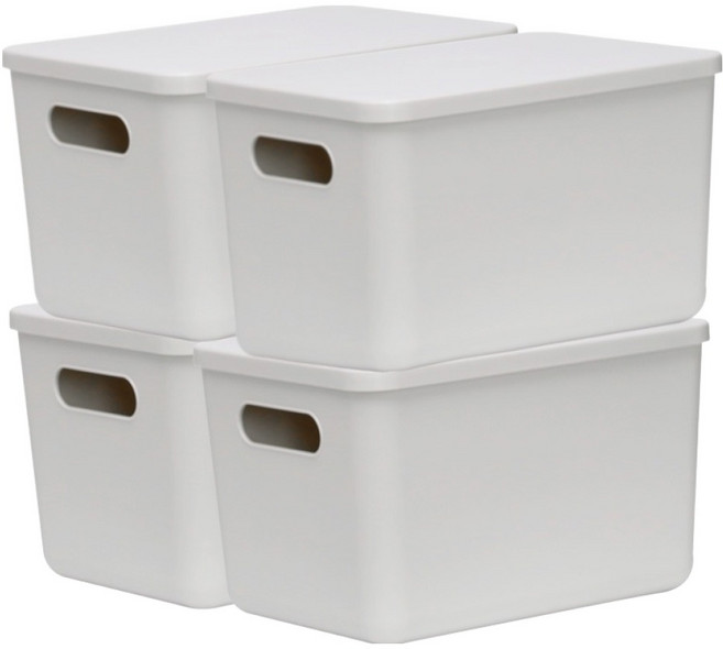 데일리블룸 펜트리 수납 정리함 리빙박스 손잡이형 7.7L, 그레이, 4개