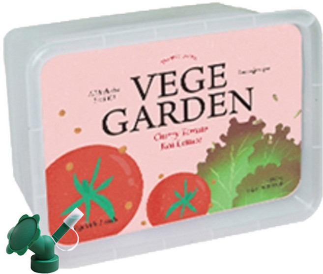 메이크정글 베지가든 텃밭 + 보틀 물조리개 랜덤발송 세트, 방울토마토, 적상추