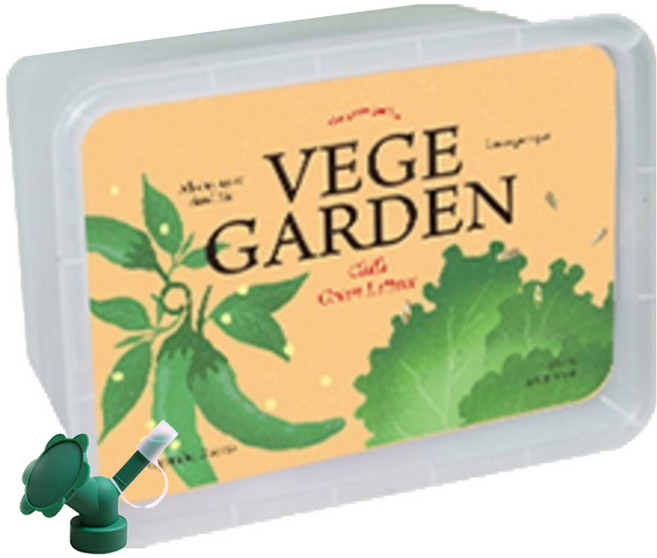 메이크정글 베지가든 텃밭 + 보틀 물조리개 랜덤발송 세트, 고추, 청상추