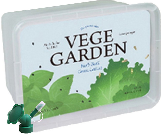 메이크정글 베지가든 텃밭 + 보틀 물조리개 랜덤발송 세트, 바질, 청상추