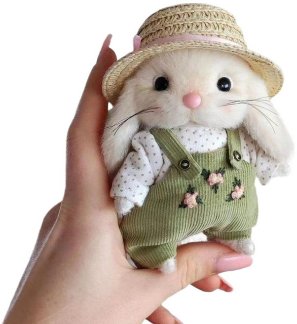 순잠 사랑스러운 데일리 아이템 토끼 인형 키링, 15cm, 화이트 + 그린, 1개