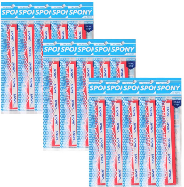 스포니 소프트핏 오버그립 N-1000 5p, 레드, 3개