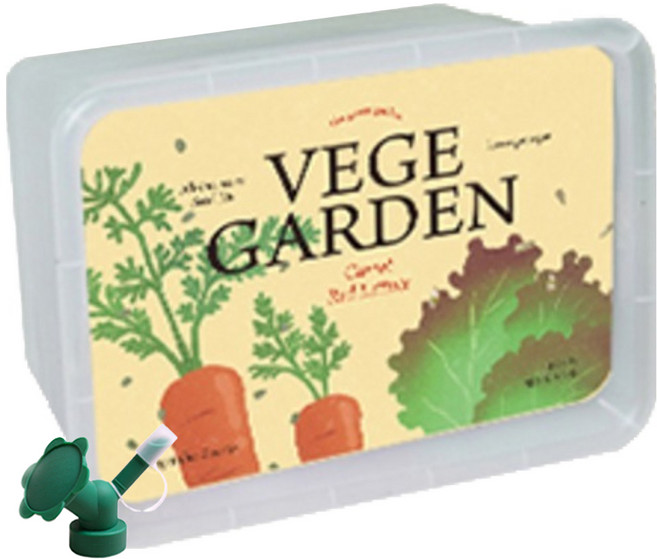 메이크정글 베지가든 텃밭 + 보틀 물조리개 랜덤발송 세트, 미니당근, 적상추