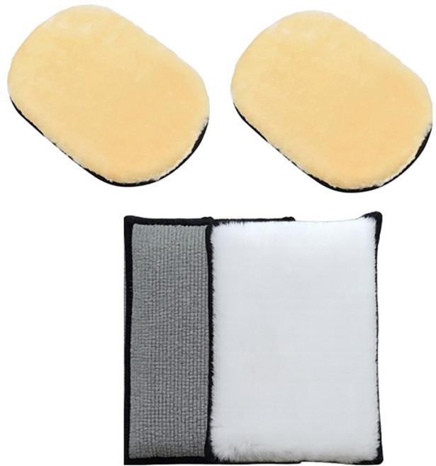 카로닉 차량용 초극세사 버킷 세차 양모 워시 미트 2p + 내부 세차 어플리케이터 2p 세트, 1세트