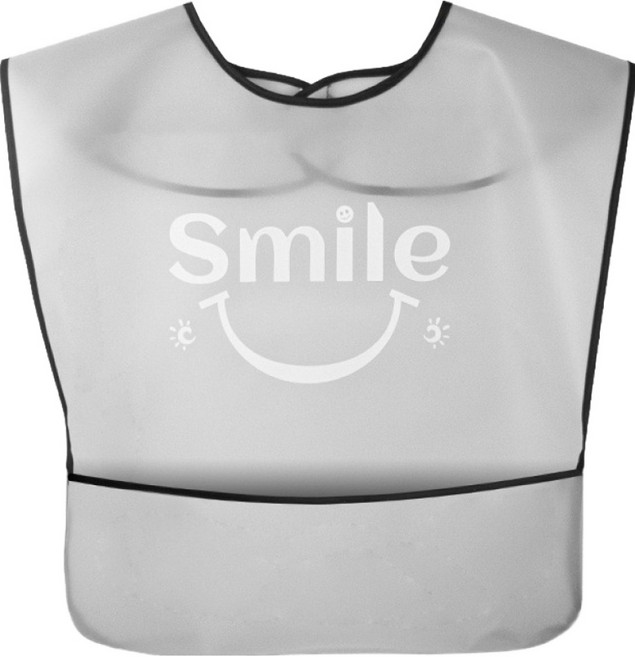 소울리치 성인용 가벼운 방수 턱받이 TPU소재 34.5 x 62 cm, 스마일그레이, 1개