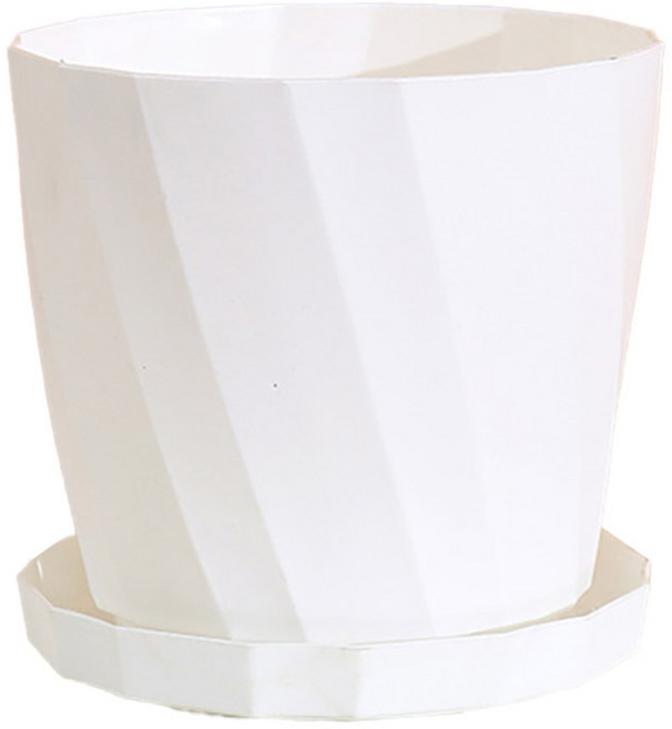 小麥購物 簡約創意仿瓷塑料花盆含托盤 L251, 1組, 象牙白