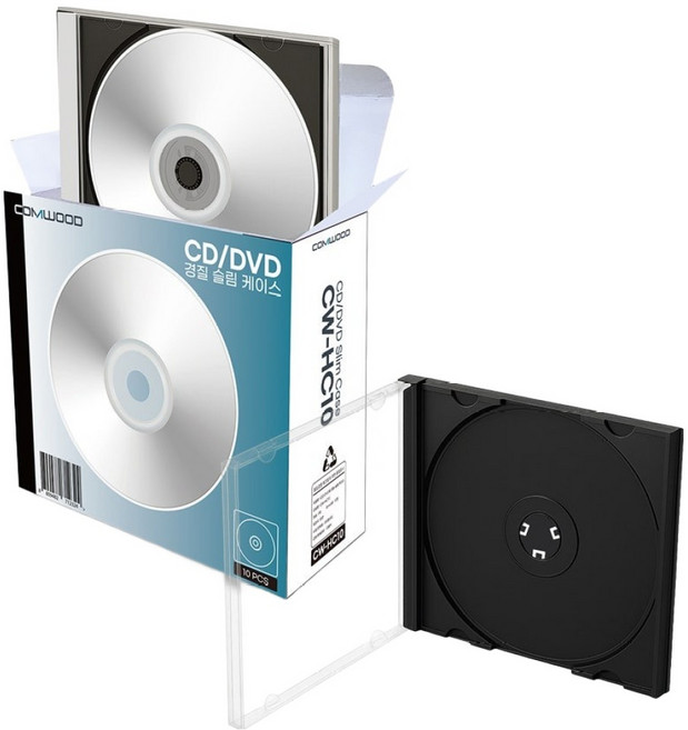 컴우드 CD / DVD 경질 슬림케이스 투명 5mm, CW-HC10, 10개