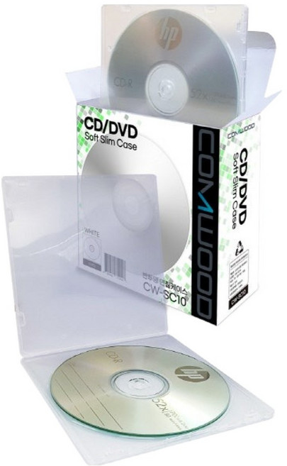 컴우드 CD / DVD 연질 슬림케이스 반투명 5mm, CW-SC10, 10개