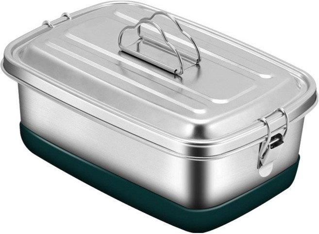 小麥購物 不鏽鋼便當盒 雙層兩分隔 L730 1.2L, 銀色, 1個