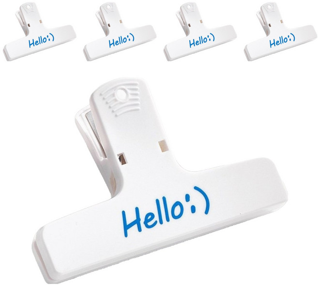 헬로 스마일 냉장고 자석 밀봉 집게 5p, 화이트