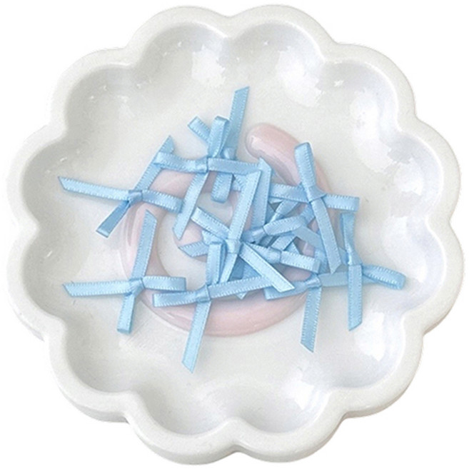 루이노리브 포장 카드 꾸미기용 컬러 미니 장식 리본, 블루, 100개