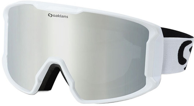 오클랜즈 S7 스키 스노우보드 고글, 화이트프레임 + 실버밀러렌즈, 1개